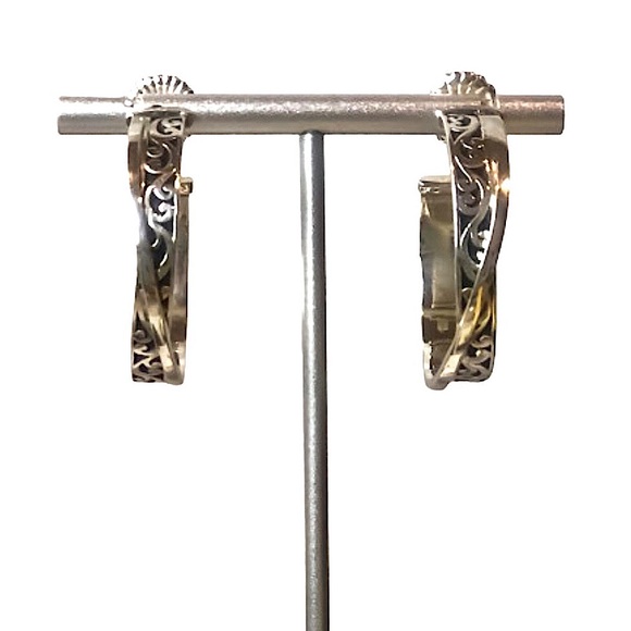 LOIS HILL Sterling Silver Cut Out Hoops with Silver Accent Entwined Throughout - Picture 11 of 14